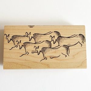 Stamp Oasis Lascaux Herd Wood Mounted Rubber Stamp
